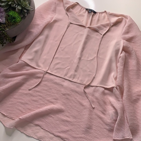 Ellen Tracy long sleeve chic layer top soft petal pink feminine women medium new - Picture 6 of 6
